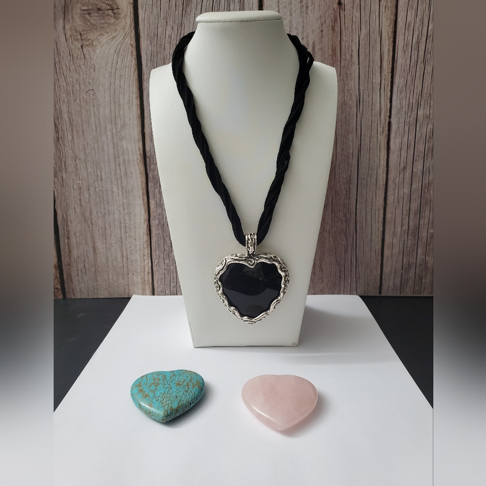Goliath Sterling Silver 925 Turquoise Heart Pendant Leather Necklace Reversible